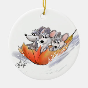 Mic, Mac And Moe's Winter Holiday Ornament