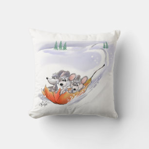 Mic, Mac And Moe's Winter Holiday Pillow