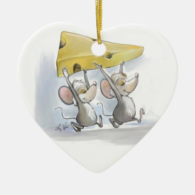 Mic & Mac Bringing In The Cheese Heart Ornament (Front)