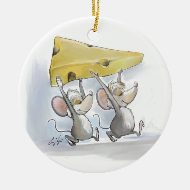 Mic & Mac Bringing In The Cheese Round  Ornament (Front)