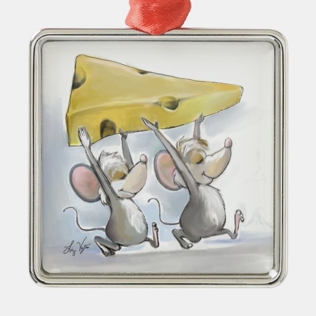 Mic & Mac Bringing In The Cheese Square Ornament (Front)