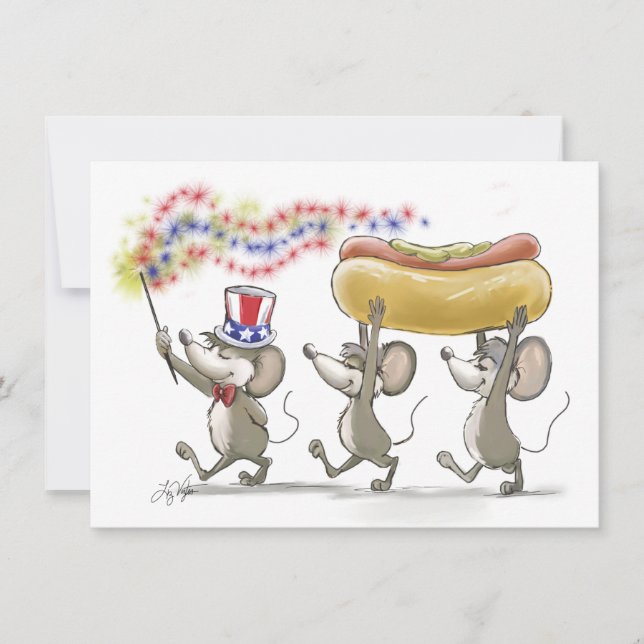 Mic, Mac & Moe's Happy 4th of July Invitations (Front)