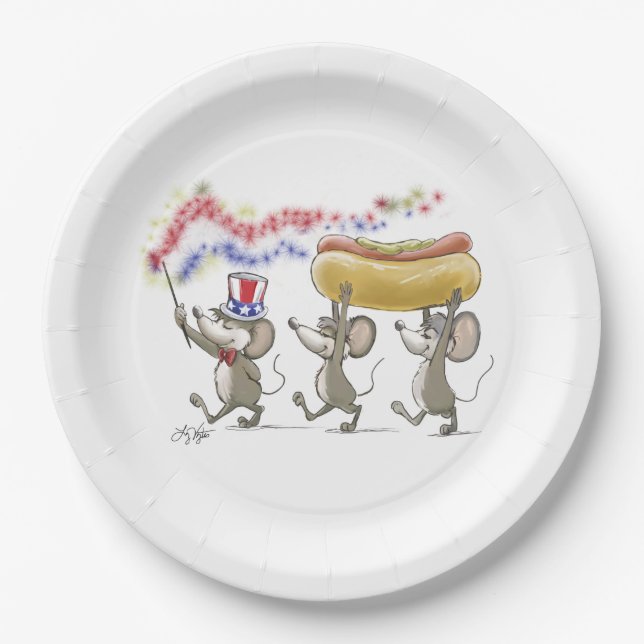 Mic, Mac & Moe's Happy 4th of July Paper Plate (Front)