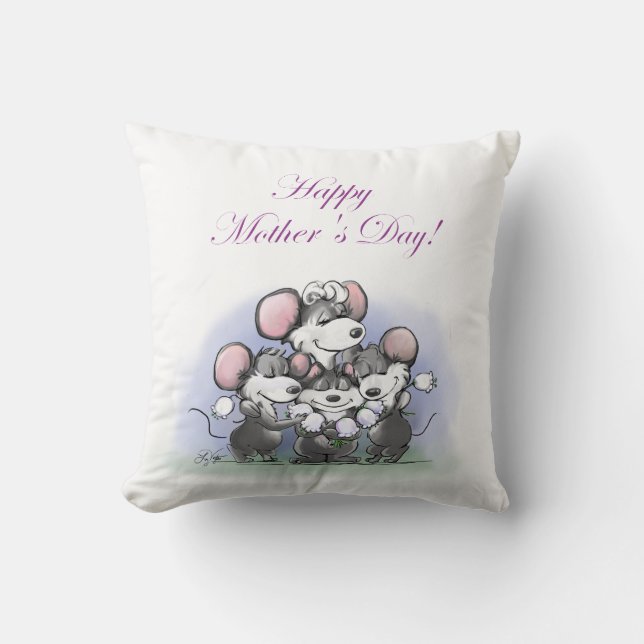 Mic, Mac & Moe's Mother's Day Greeting/Image Cushion (Front)