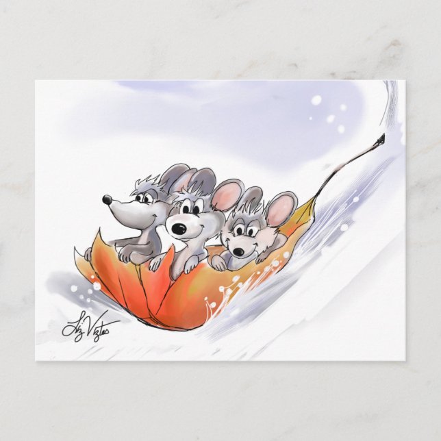 Mic, Mac & Moe's Winter Holiday Postcard (Front)