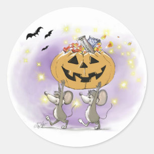 Mic & Mac's Happy Halloween Pumpkin Treats Classic Round Sticker