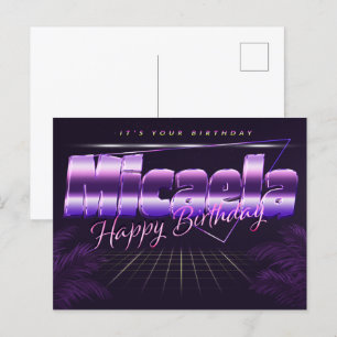 Micaela Name Vorname lila Postkarte Geburtstag Postcard