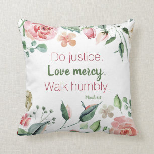 Micah 6:8 Floral Watercolor Personalised Cushion