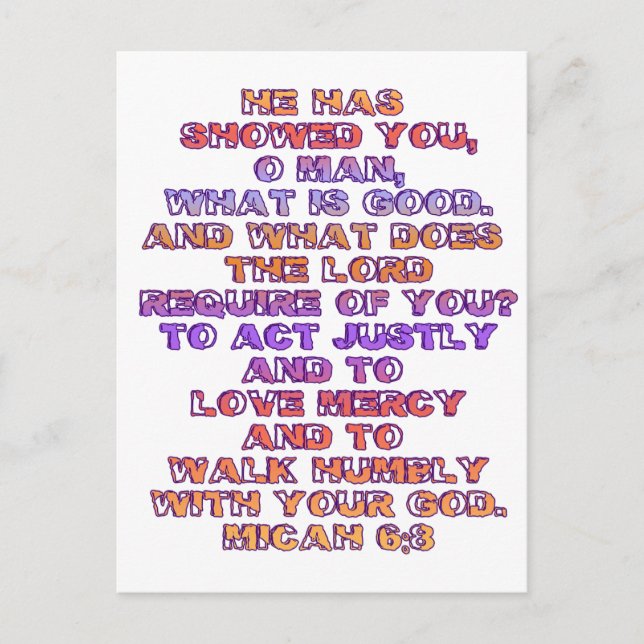 Micah 6:8 postcard (Front)
