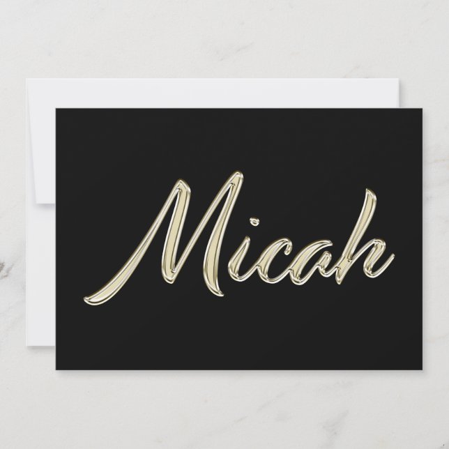 Micah Name white gold Handwriting Card (Front)