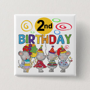 Mice 2nd Birthday T-shirts and Gifts 15 Cm Square Badge