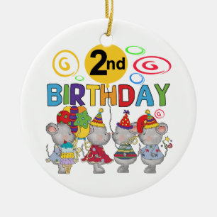 Mice 2nd Birthday T-shirts and Gifts Ceramic Ornament