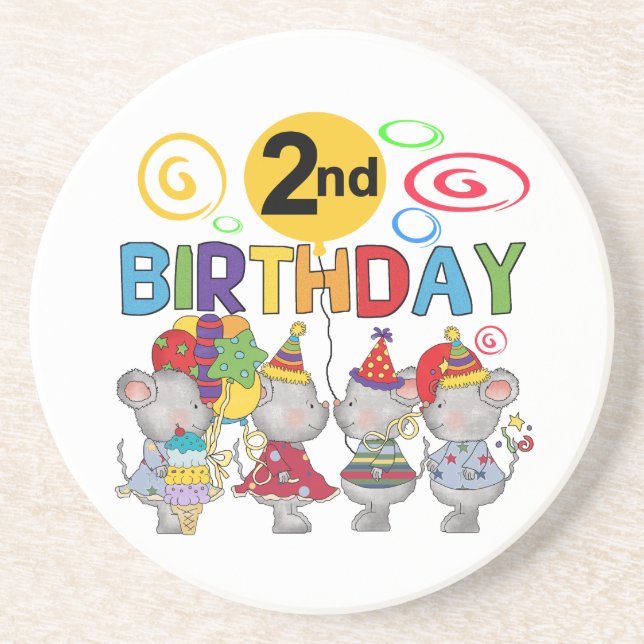 Mice 2nd Birthday T-shirts and Gifts Coaster (Front)