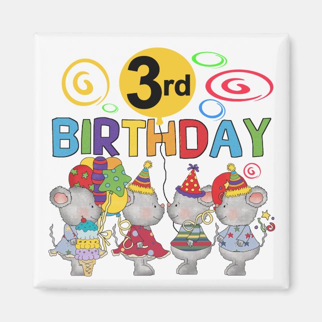 Mice 3rd Birthday T-shirts and Gifts Magnet (Front)