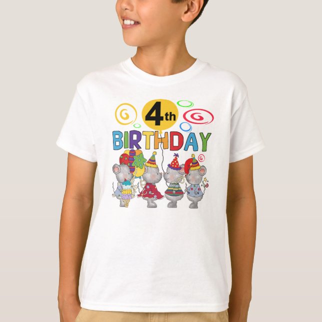 Mice 4th Birthday T-shirts and Gifts (Front)