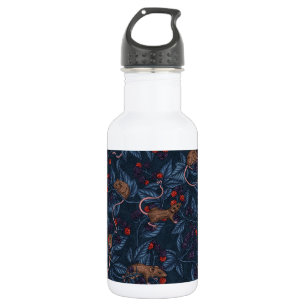 Mice and blackberries on navy 532 ml water bottle