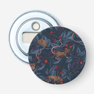 Mice and blackberries on navy bottle opener