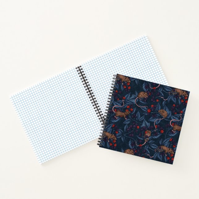 Mice and blackberries on navy notebook (Inside)