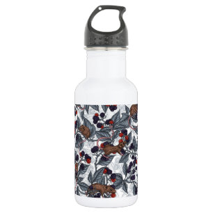 Mice and blackberries on white 532 ml water bottle