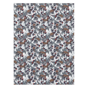 Mice and blackberries on white tablecloth