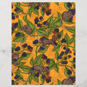 Mice and blackberries on yellow
