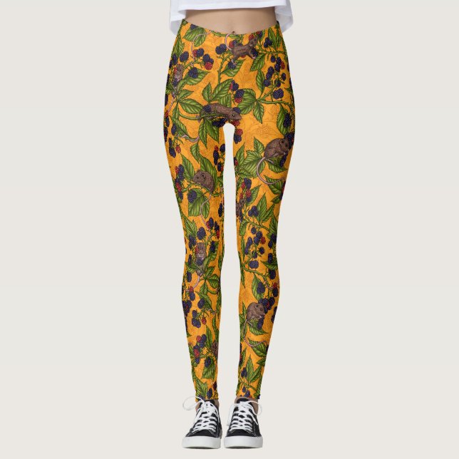 Mice and blackberries on yellow leggings (Front)