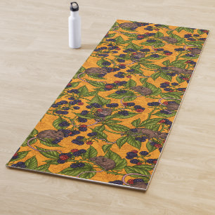 Mice and blackberries on yellow yoga mat