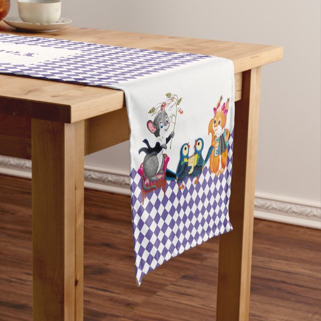 Mice and squirrels play a concert short table runner (In Situ)