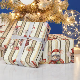Mice and Stripes Gifts Christmas  Wrapping Paper