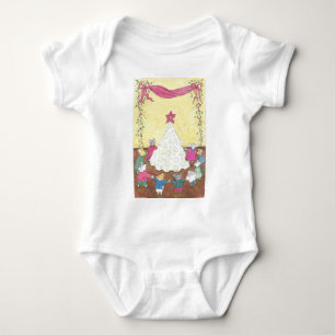 Mice around a Cheese Christmas Tree Baby Bodysuit