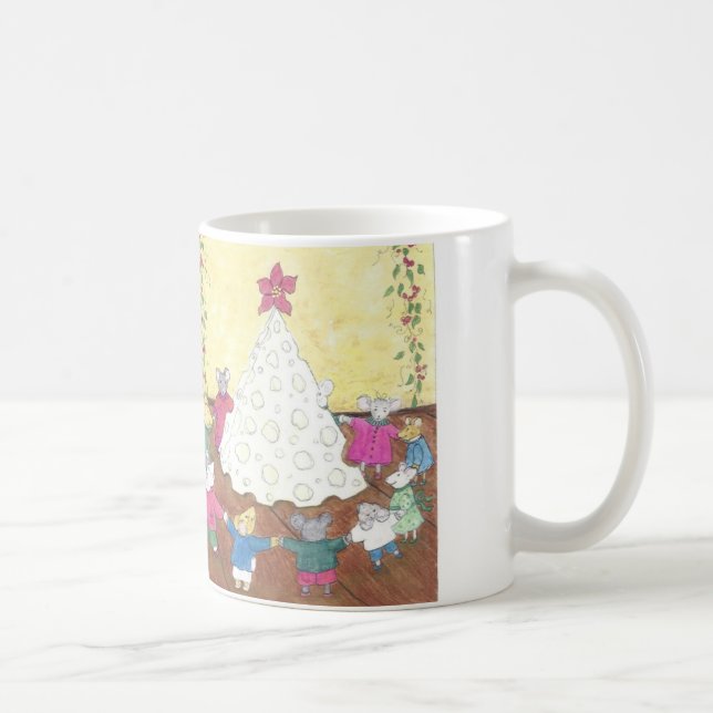 Mice around a Cheese Christmas Tree Coffee Mug (Right)