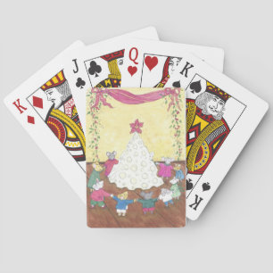 Mice around a Cheese Christmas Tree Playing Cards