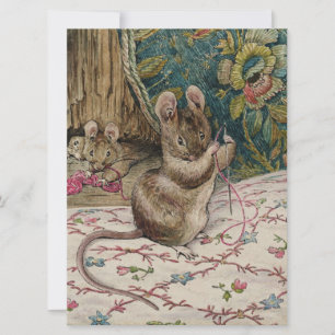 Mice at Work Threading the Needle (Beatrix Potter) Card