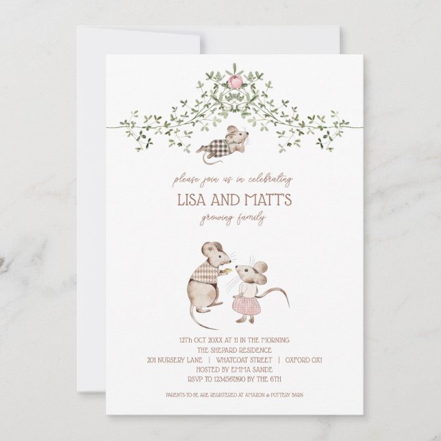 Mice Baby Shower Invitation (Front)