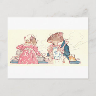 Mice Doing Dishes Postcard