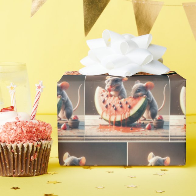 Mice Eating Watermelon Wrapping Paper (Birthday Party)