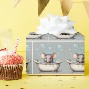 Mice in Bubble Bath Wrapping Paper