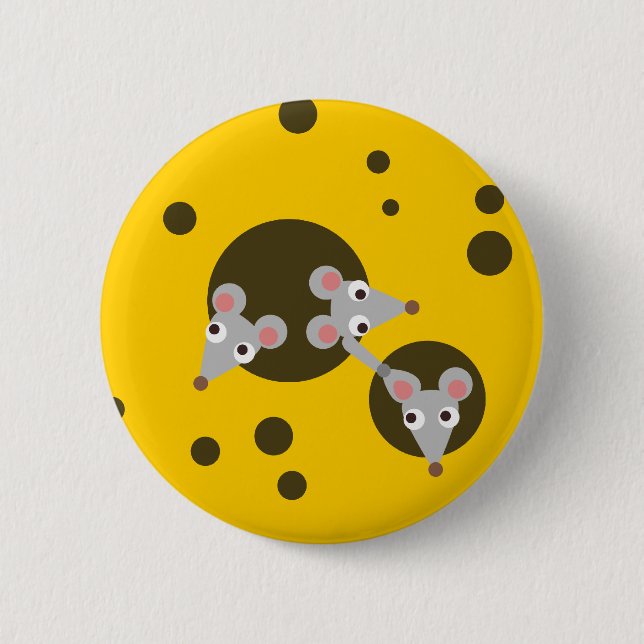 Mice in cheese 6 cm round badge (Front)