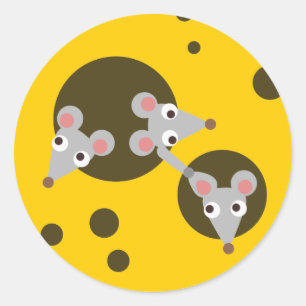 Mice in cheese classic round sticker