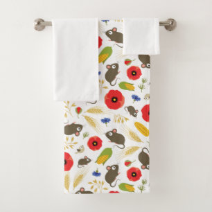 Mice in Grain Field Bath Towel Set