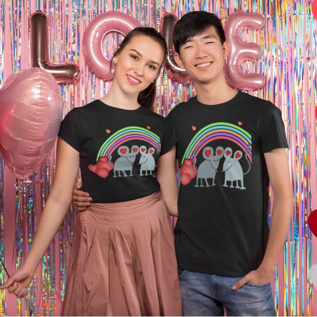 Mice in Love Valentines Dark Unisex T-Shirt (Mice in Love Valentines Dark Unisex T-Shirt)
