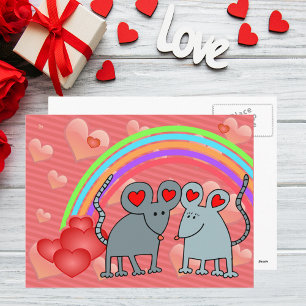 Mice in Love Valentines Holiday Postcard