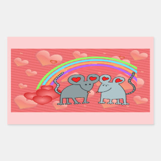 Mice in Love Valentines Rectangular Sticker