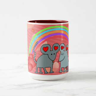 Mice in Love Valentines Two-Tone Coffee Mug