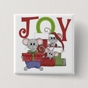 Mice JOY Christmas T-shirts and Gifts 15 Cm Square Badge
