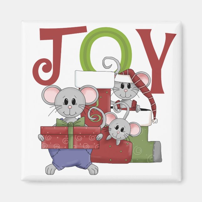 Mice JOY Christmas T-shirts and Gifts Magnet (Front)