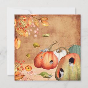 Mice Mouse Thanksgiving Illustration Holiday Card