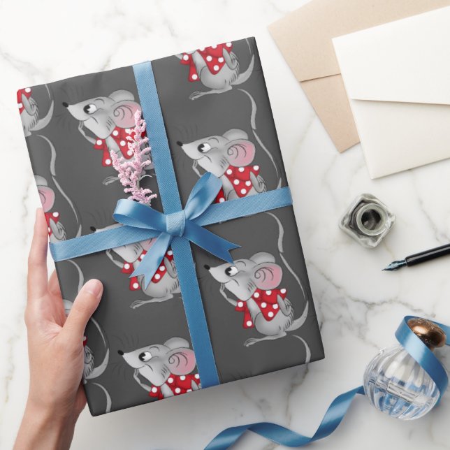 Mice on Grey Wrapping Paper (Gifting)