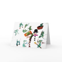 MICE PLAY IN THE SNOW holiday card