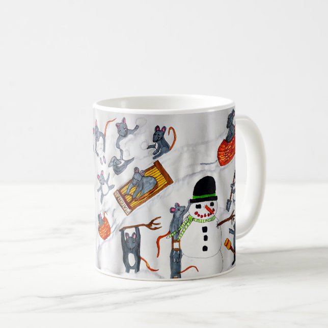 MICE PLAYING IN THE SNOW COFFEE MUG (Front Right)